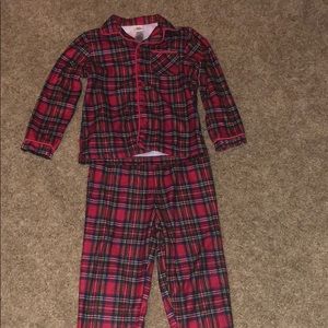 Toddler boys red & green plaid flannel pajama set